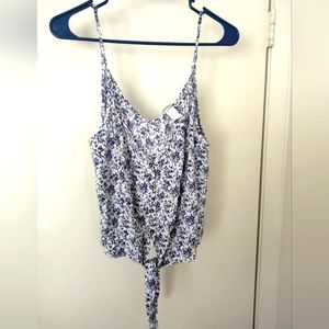EUC H&M Floral Blue and white Crop tank size Large